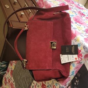Zara authentic leather suede bag